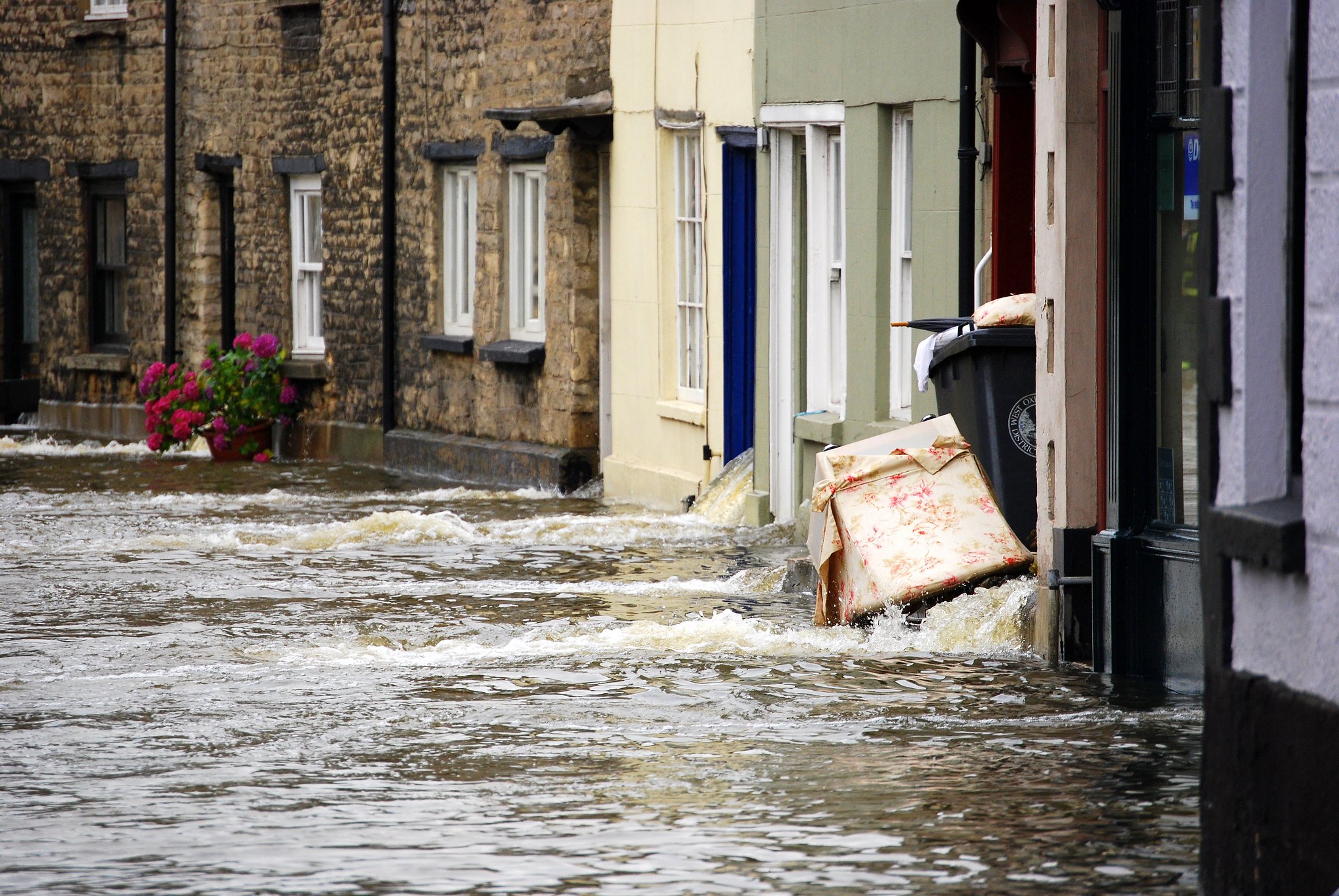 flooding on a street in Whitley