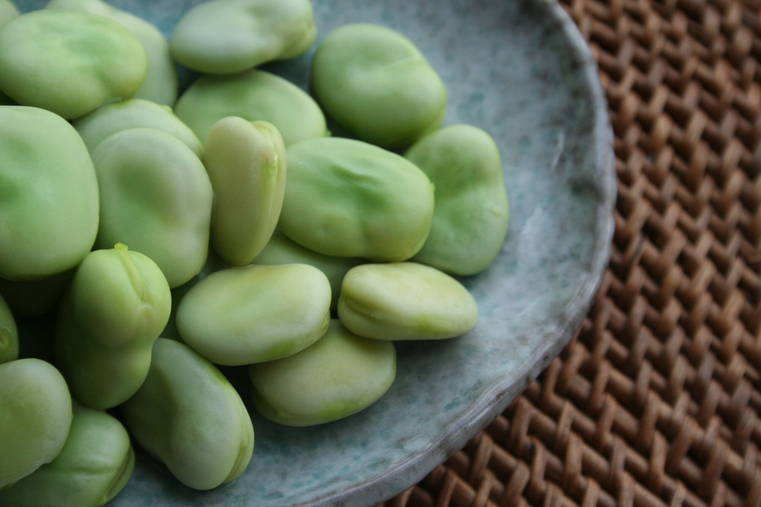 cooked broad beans on a plate